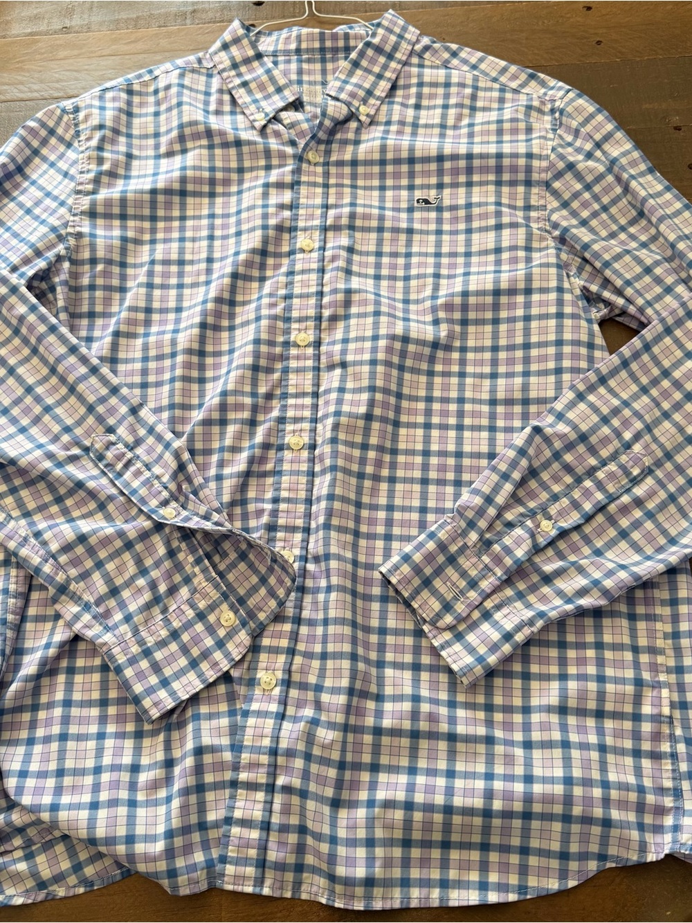 Vineyard Vines Light Blue and Purple Plaid Button-Up Shirt